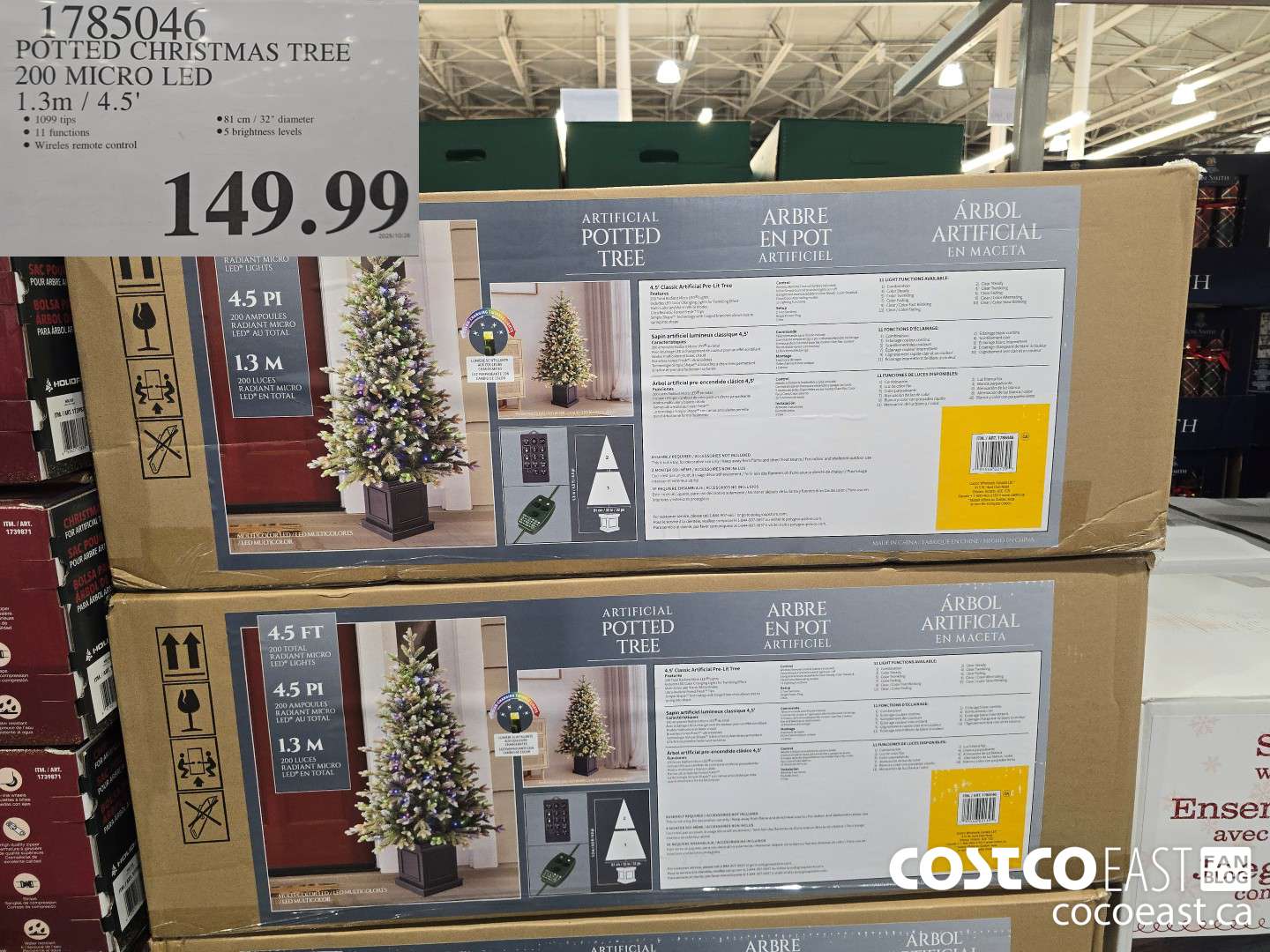 1785046 POTTED CHRISTMAS TREE 200 MICRO LED 13m /4.5' $149.99