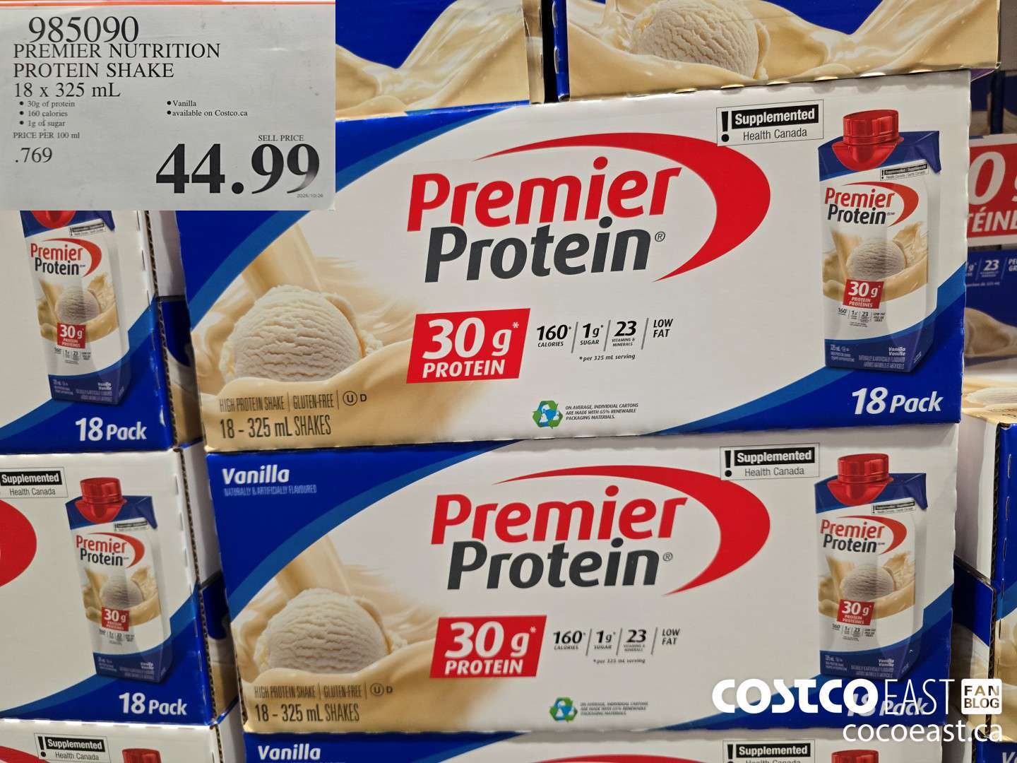 985090 PREMIER NUTRITION PROTEIN SHAKE 18 X 325 ML $44.99