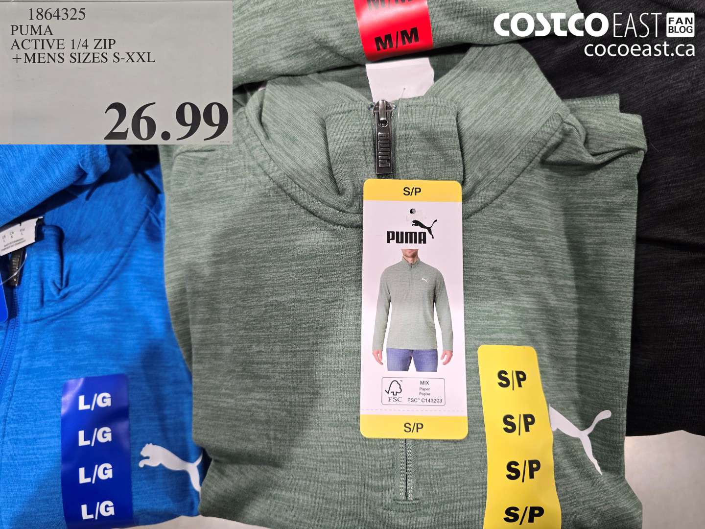 1864325 PUMA ACTIVE 1/4 ZIP +MENS SIZES S-XXL $26.99