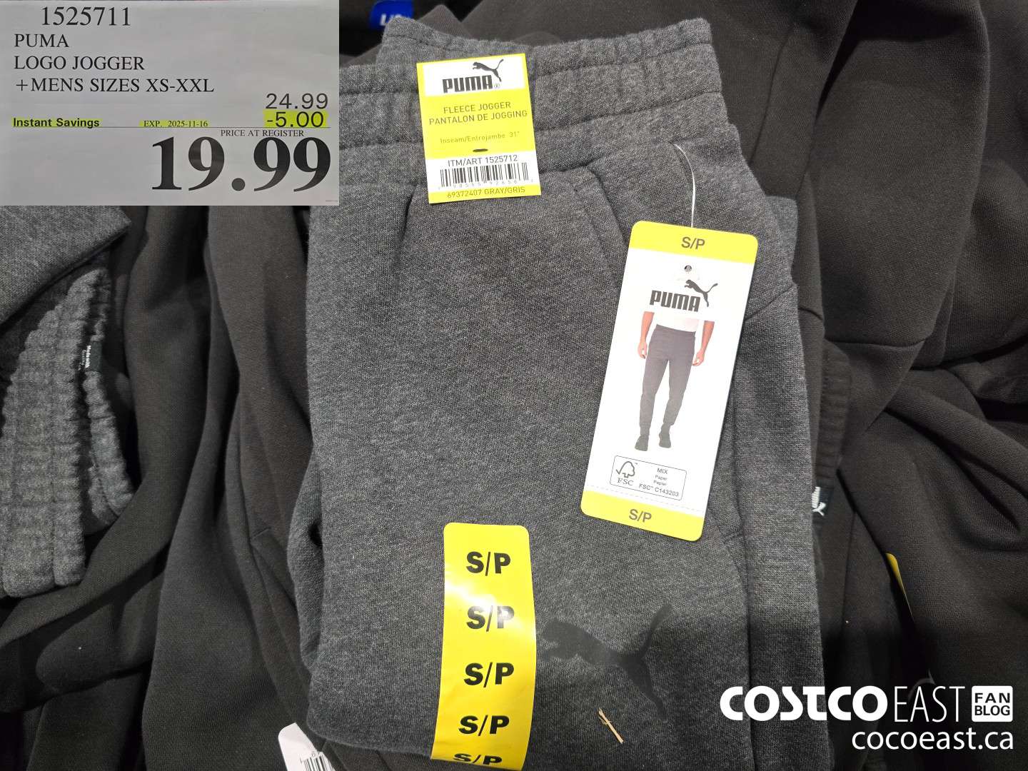 1525711 PUMA LOGO JOGGER + MENS SIZES XS-XXL ($5.00 INSTANT SAVINGS EXPIRES ON 2025-11-16) $19.99