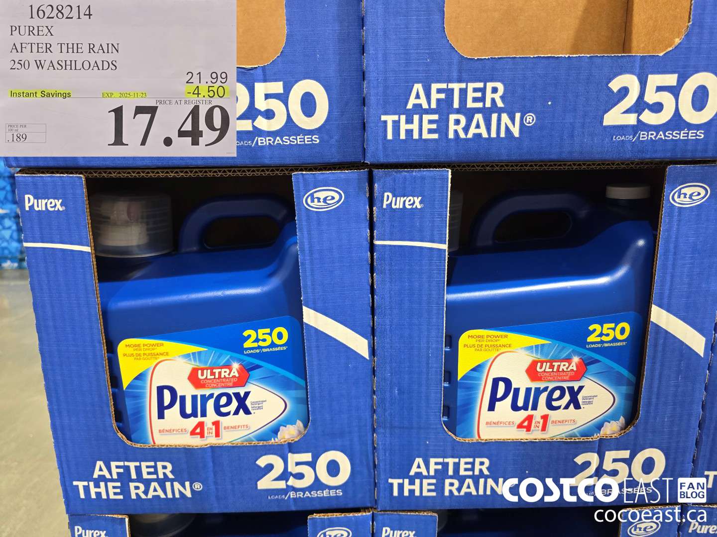 1628214 PUREX AFTER THE RAIN 250 washloads ($4.50 INSTANT SAVINGS EXPIRES ON 2025-11-23) $17.49