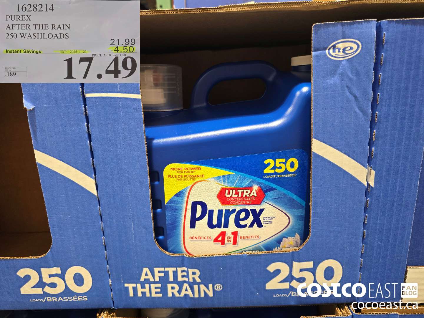 1628214 PUREX AFTER THE RAIN 250 washloads ($4.50 INSTANT SAVINGS EXPIRES ON 2025-11-23) $17.49