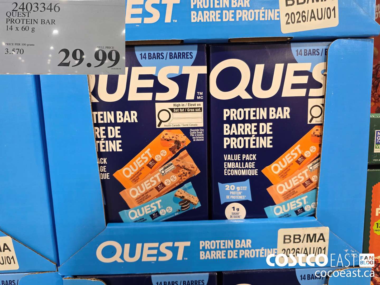 2403346 QUEST PROTEIN BAR 14 x 60 g $29.99