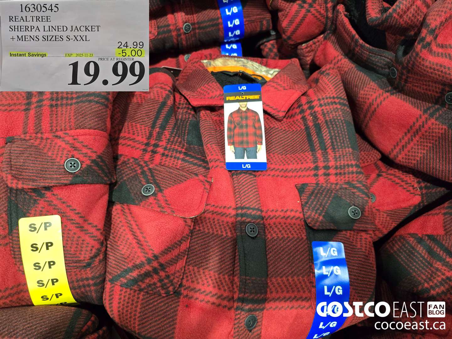 1630545 REALTREE SHERPA LINED JACKET +MENS SIZES S-XXL ($5.00 INSTANT SAVINGS EXPIRES ON 2025-11-23) $19.99