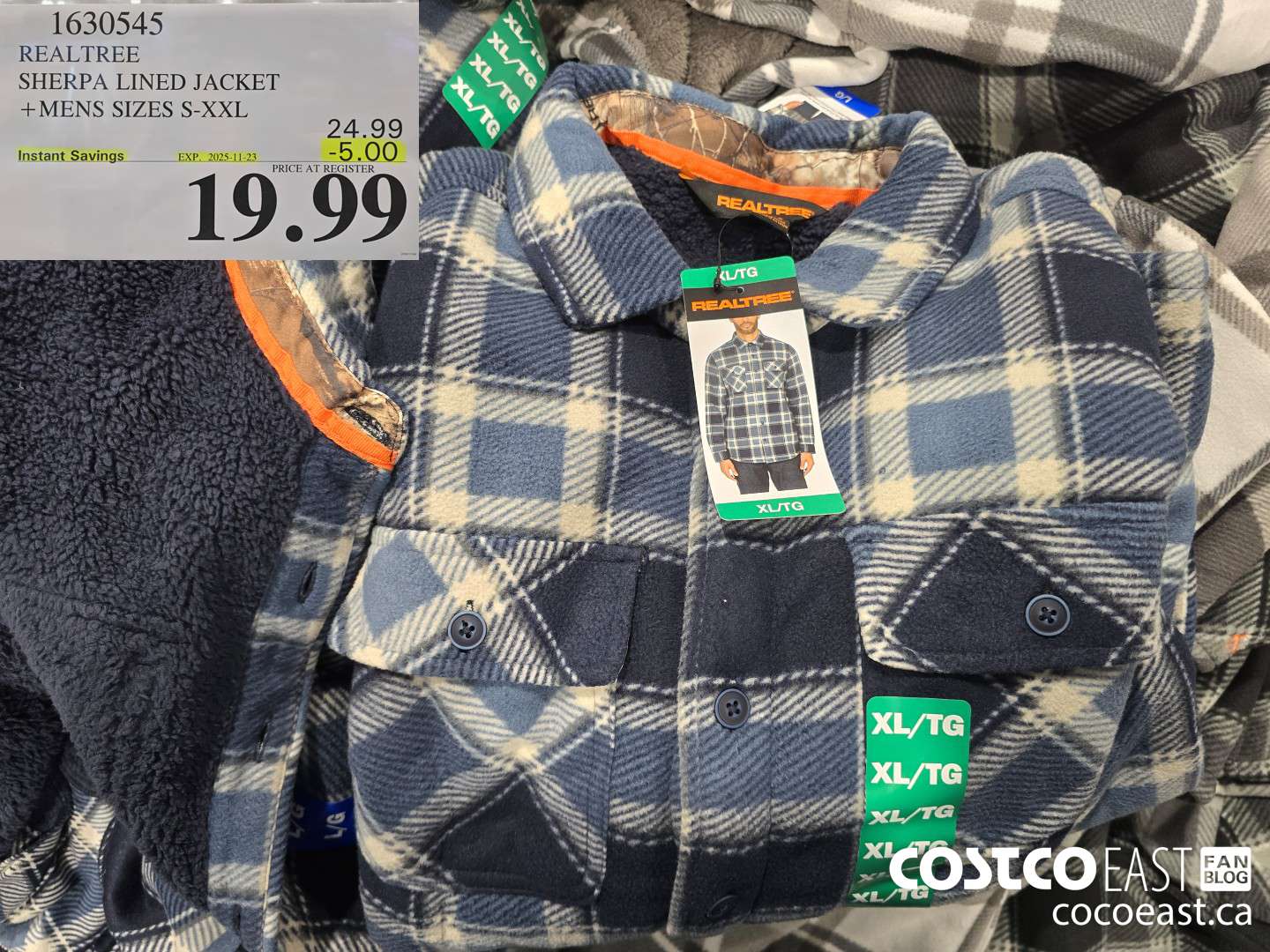 1630545 REALTREE SHERPA LINED JACKET +MENS SIZES S-XXL ($5.00 INSTANT SAVINGS EXPIRES ON 2025-11-23) $19.99