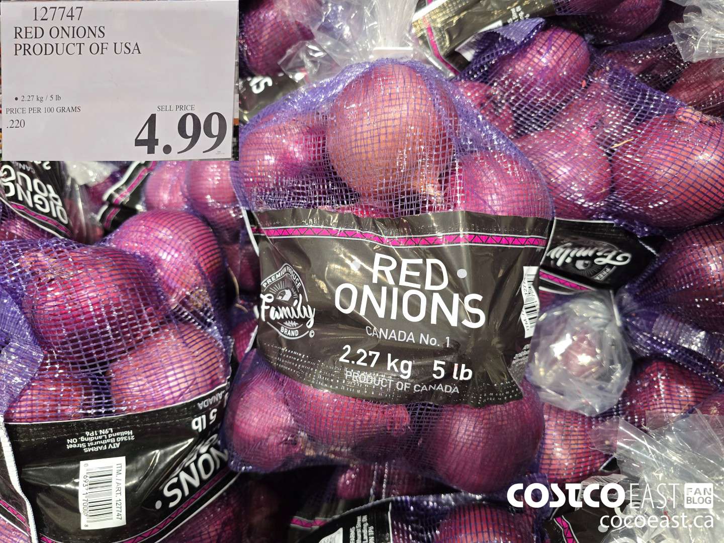 127747 RED ONIONS PRODUCT OF USA $4.99