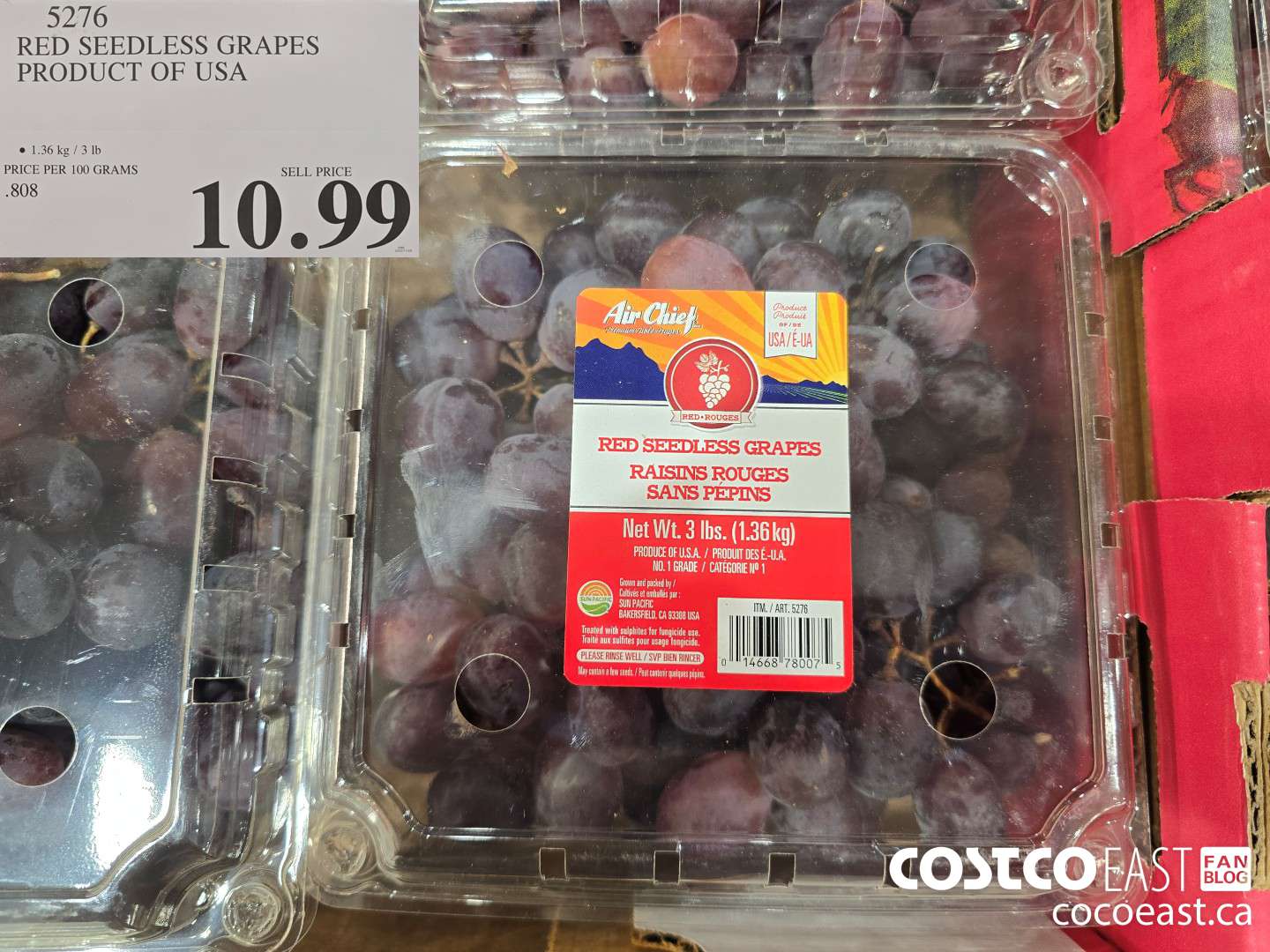 5276 RED SEEDLESS GRAPES PRODUCT OF USA $10.99