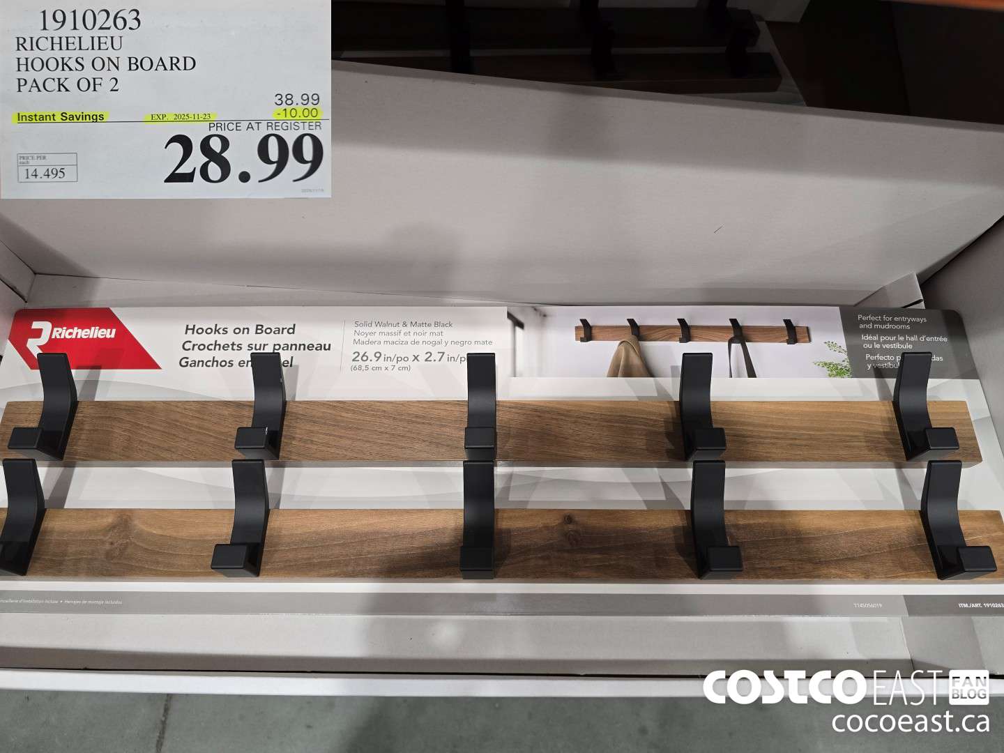 1910263 RICHELIEU HOOKS ON BOARD PACK OF 2 ($10.00 INSTANT SAVINGS EXPIRES ON 2025-11-23) $28.99