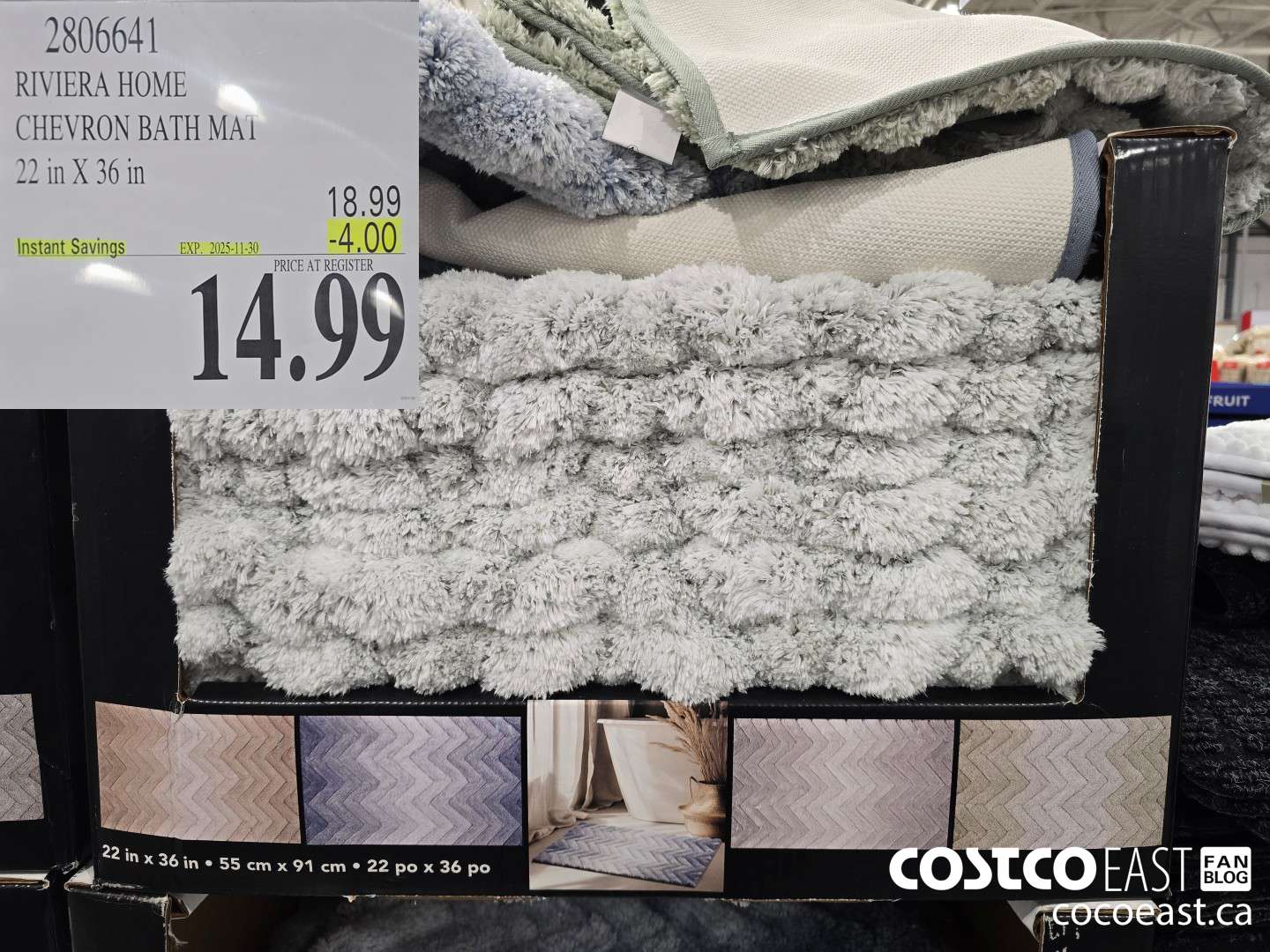 2806641 RIVIERA HOME CHEVRON BATH MAT 22 in X 36 in ($4.00 INSTANT SAVINGS EXPIRES ON 2025-11-30) $14.99