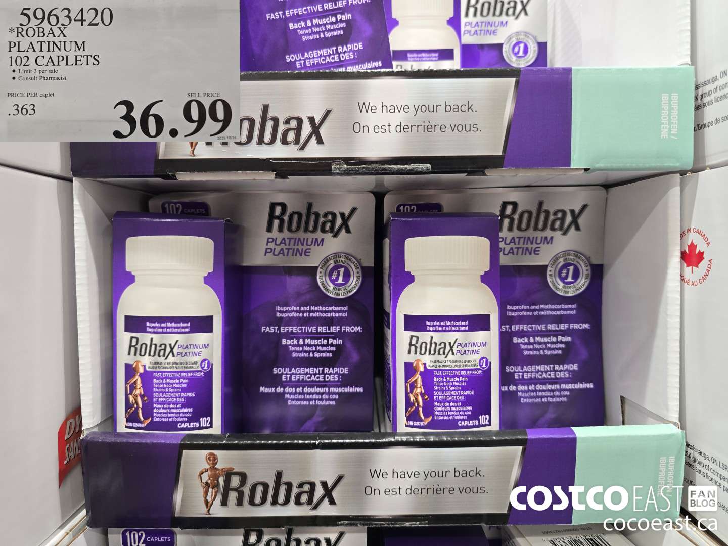 5963420 ROBAX PLATINUM 102 CAPLETS $36.99