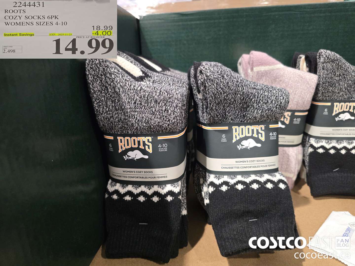 2244431 ROOTS COZY SOCKS 6PK LADIES SIZES 4-10 ($4.00 INSTANT SAVINGS EXPIRES ON 2025-11-23) $14.99