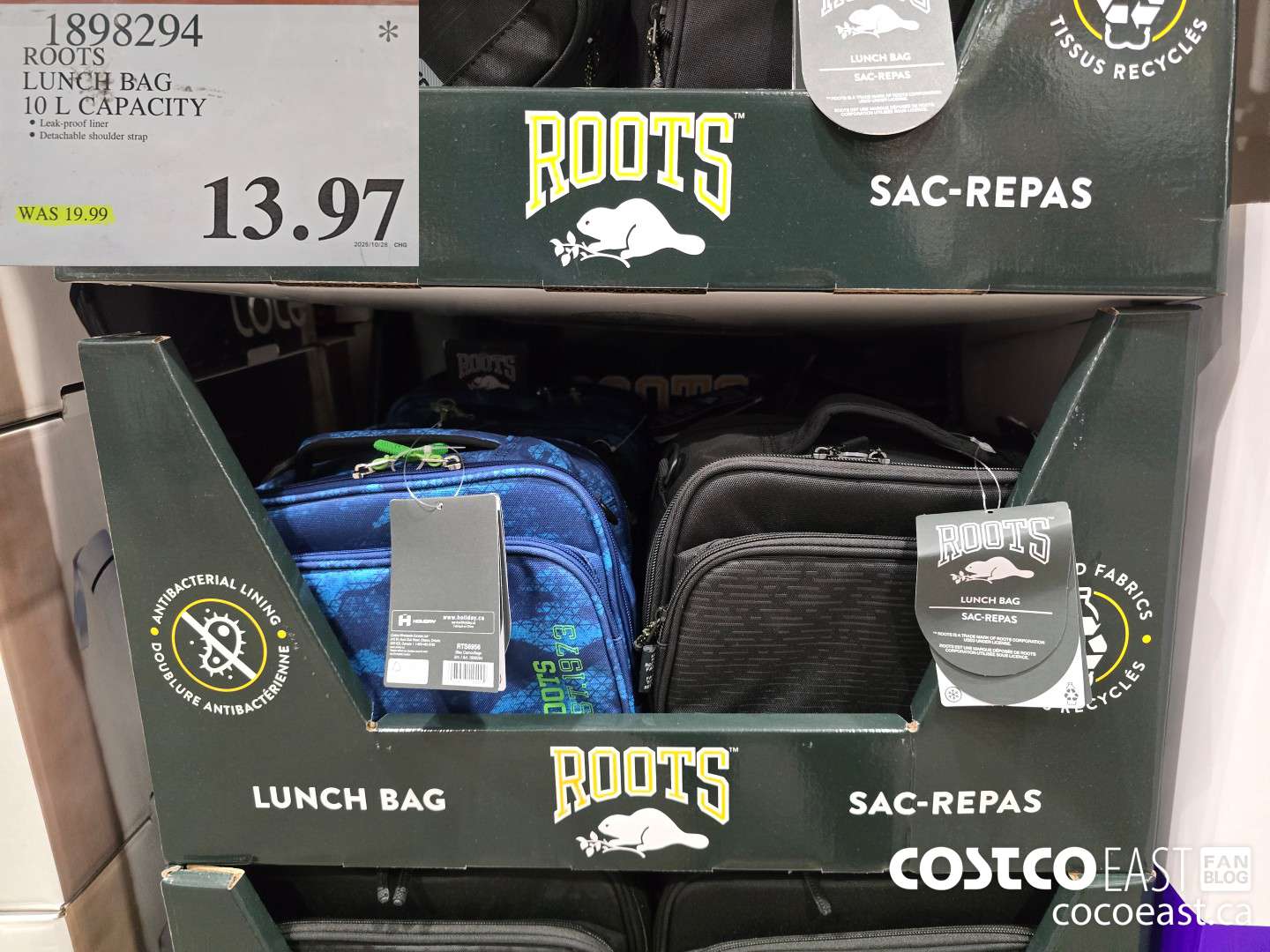 1898294 ROOTS LUNCH BAG 10 L CAPACITY $13.97
