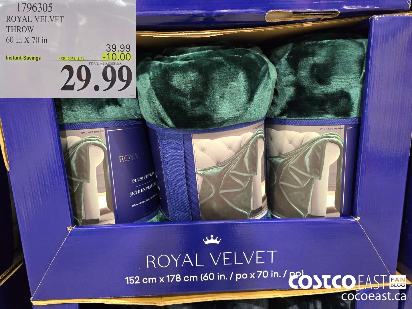 1796305 ROYAL VELVET THROW 60 IN X 70 IN ($10.00 INSTANT SAVINGS EXPIRES ON 2025-11-23) $29.99