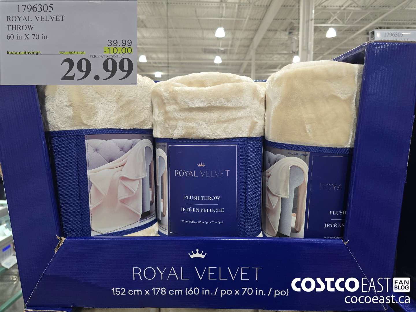 1796305 ROYAL VELVET THROW 60 IN X 70 IN ($10.00 INSTANT SAVINGS EXPIRES ON 2025-11-23) $29.99