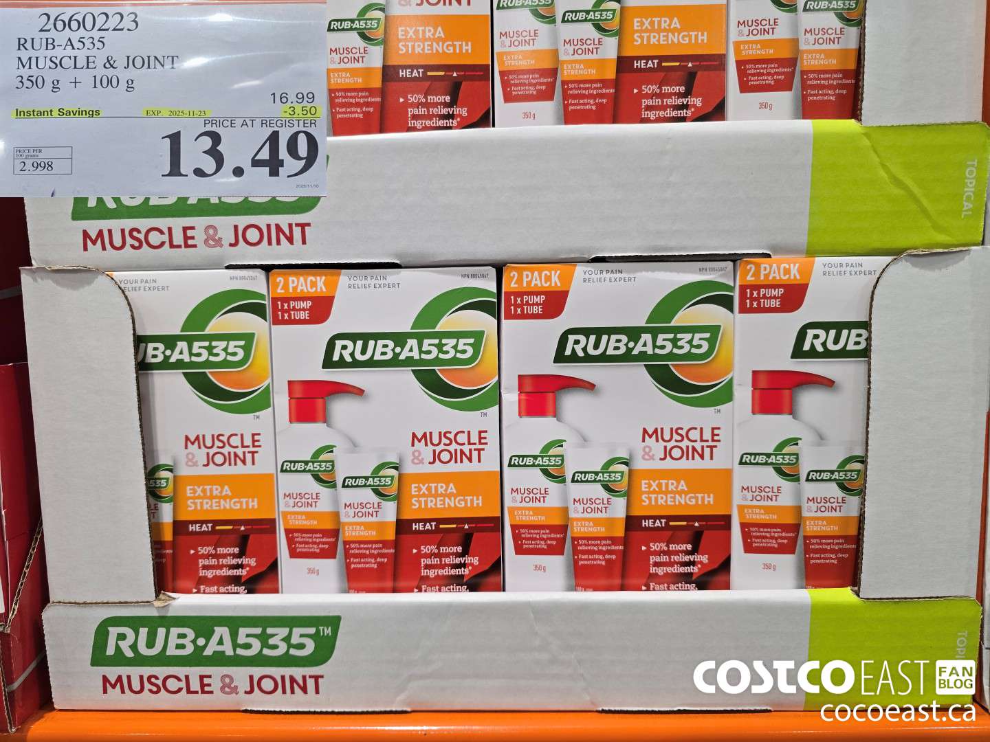 2660223 RUB-A535 MUSCLE & JOINT 350G + 100G ($3.50 INSTANT SAVINGS EXPIRES ON 2025-11-23) $13.49
