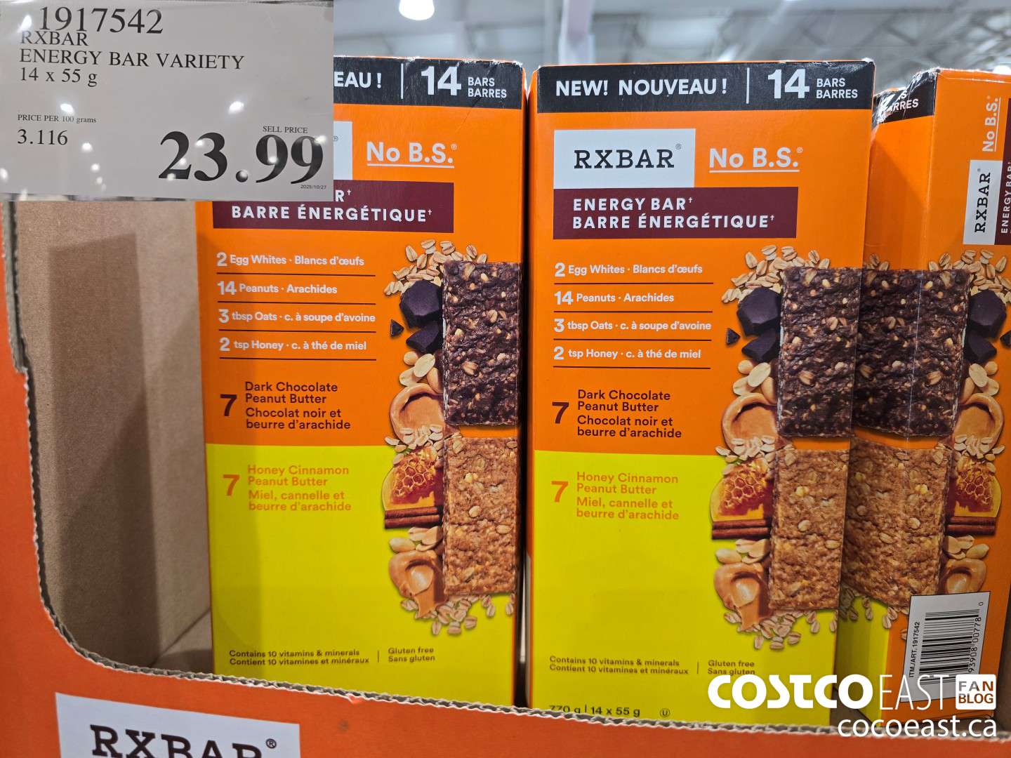 1917542 RXBAR ENERGY BAR VARIETY 14 x 55 G $23.99