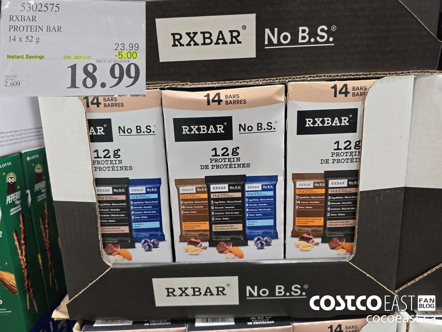 5302575 RXBAR PROTEIN BAR 14 x 52 G ($5.00 INSTANT SAVINGS EXPIRES ON 2025-11-23) $18.99