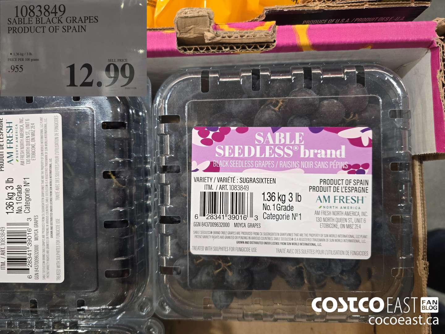 1083849 SABLE BLACK GRAPES PRODUCT OF SPAIN $12.99