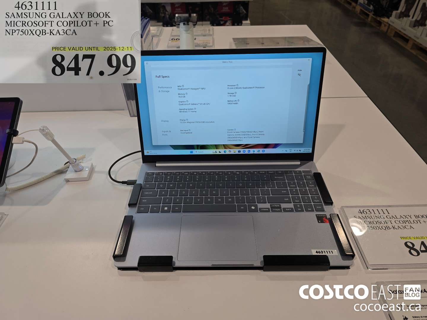4631111 SAMSUNG GALAXY BOOK MICROSOFT COPILOT+ PC NP750XQB-KA3CA $847.99