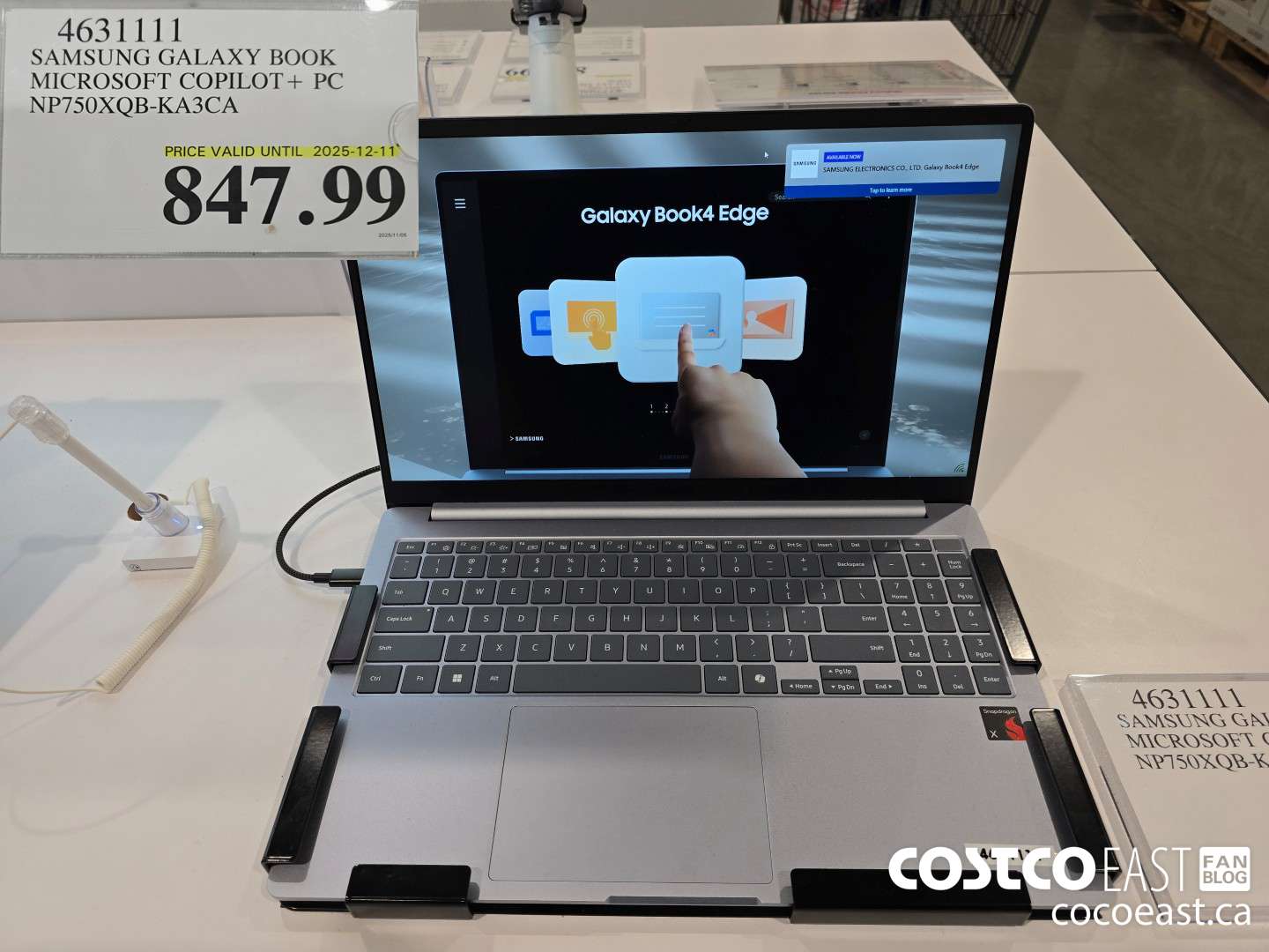 4631111 SAMSUNG GALAXY BOOK MICROSOFT COPILOT+ PC NP750XQB-KA3CA $847.99