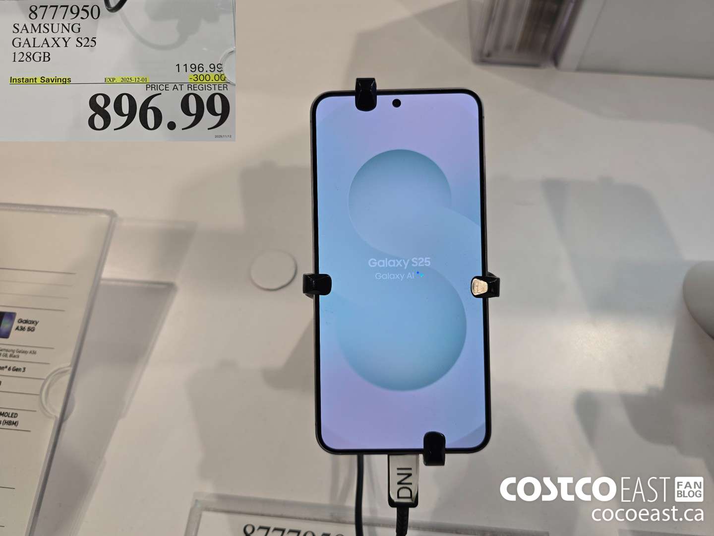 8777950 SAMSUNG GALAXY S25 128GB ($300.00 INSTANT SAVINGS EXPIRES ON 2025-12-01) $896.99