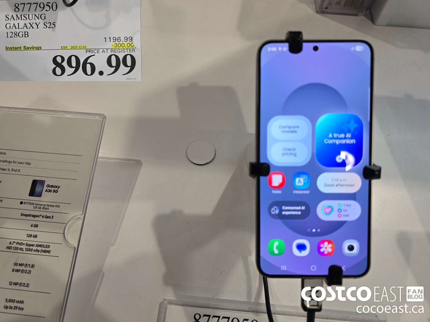 8777950 SAMSUNG GALAXY S25 128GB ($300.00 INSTANT SAVINGS EXPIRES ON 2025-12-01) $896.99