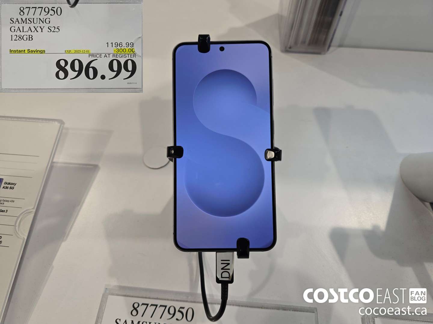 8777950 SAMSUNG GALAXY S25 128GB ($300.00 INSTANT SAVINGS EXPIRES ON 2025-12-01) $896.99