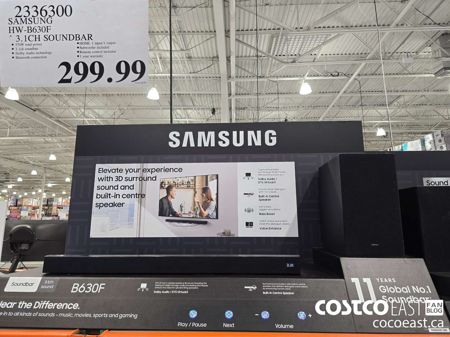 2336300 SAMSUNG HW-B630F 3.1CH SOUNDBAR $299.99