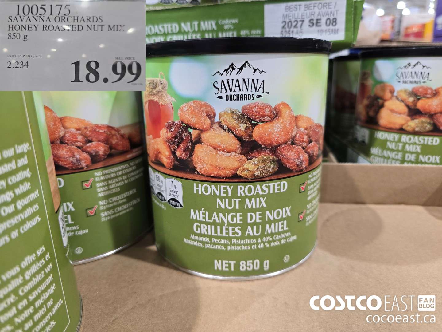 1005175 SAVANNA ORCHARDS HONEY ROASTED NUT MIX 850 G $87.99