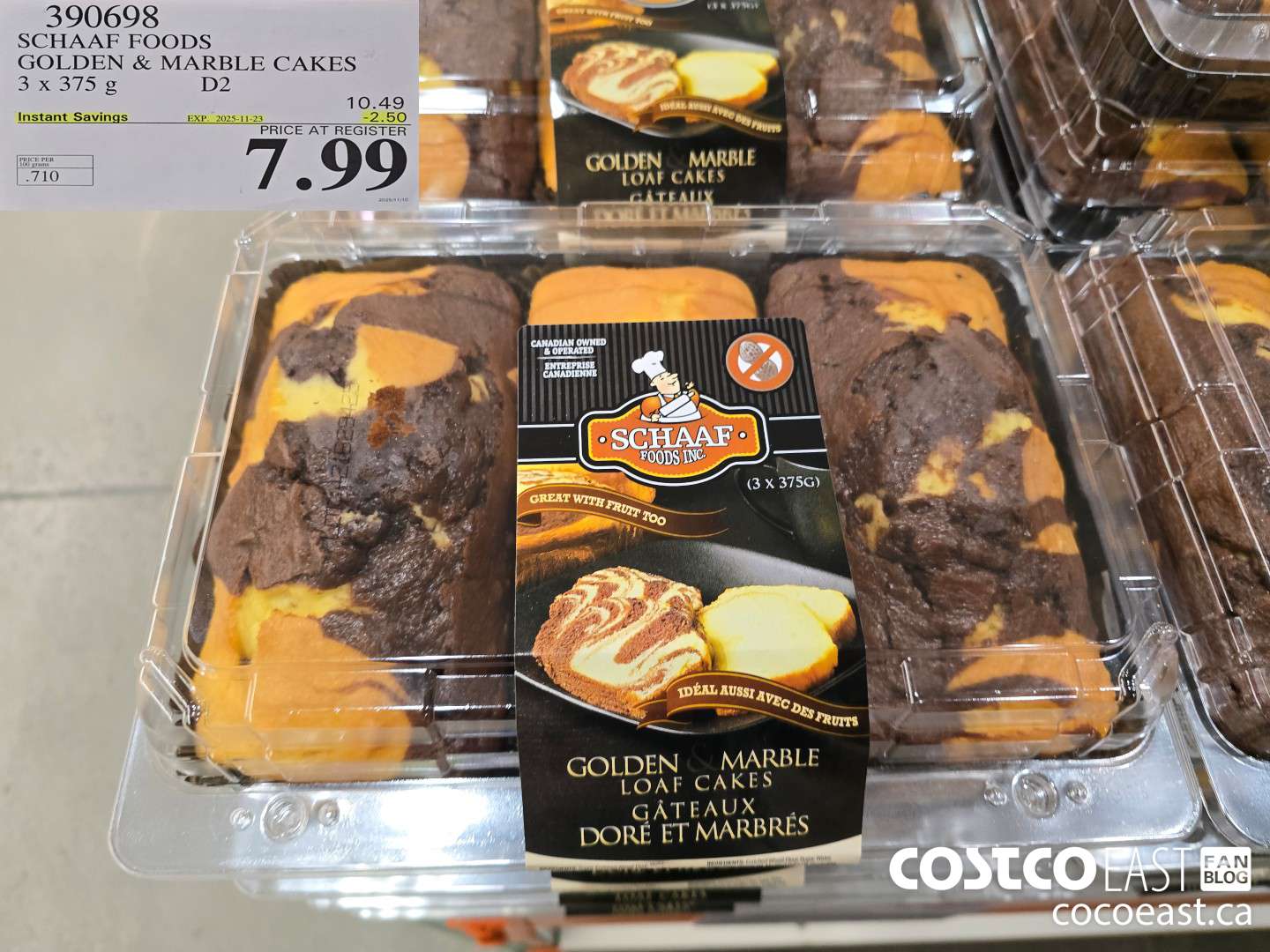 390698 SCHAAF FOODS GOLDEN & MARBLE CAKES 3 X 375 G ($2.50 INSTANT SAVINGS EXPIRES ON 2025-11-23) $7.99