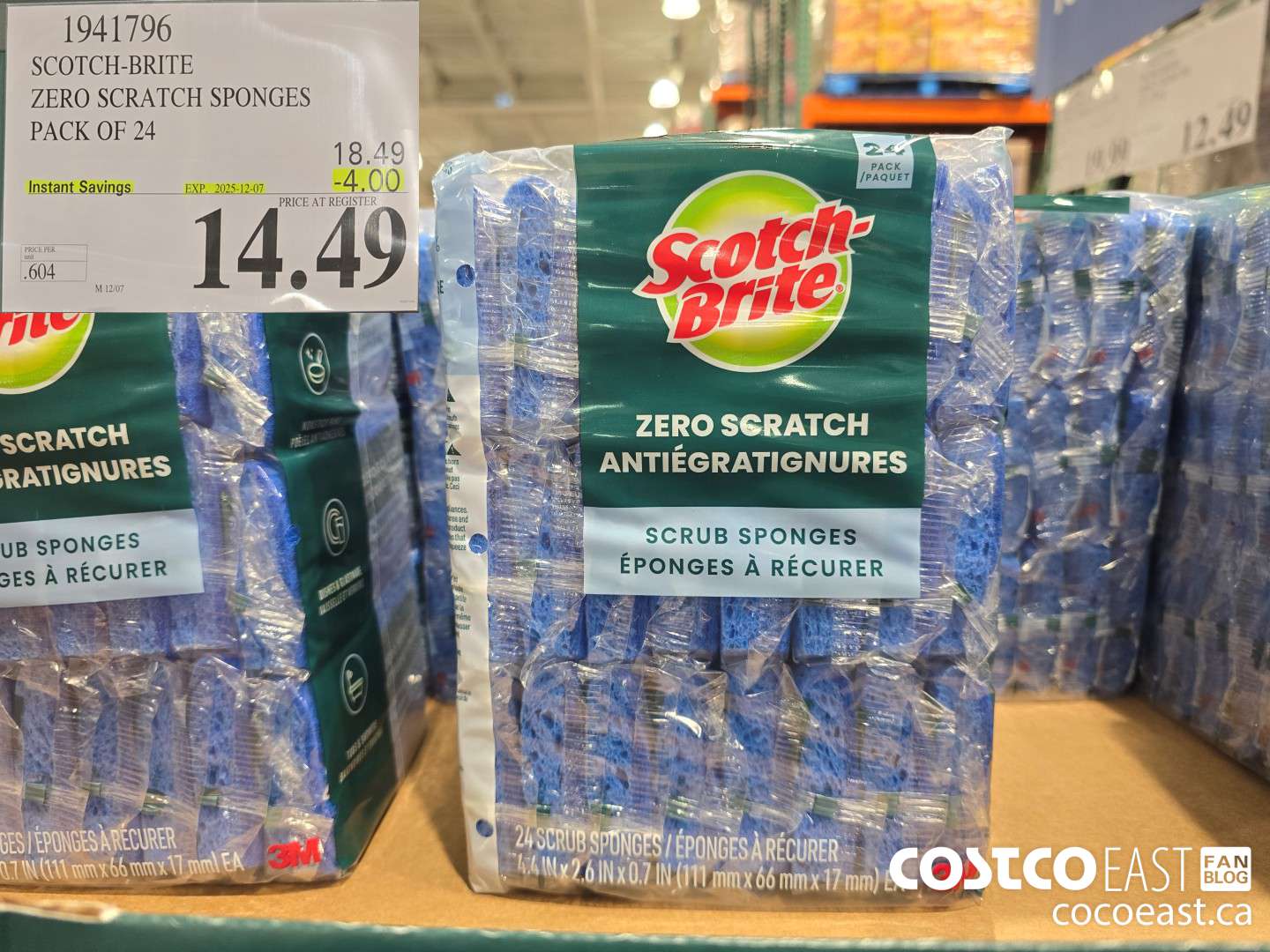 1941796 SCOTCH-BRITE ZERO SCRATCH SPONGES PACK OF 24 ($4.00 INSTANT SAVINGS EXPIRES ON 2025-12-07) $14.49