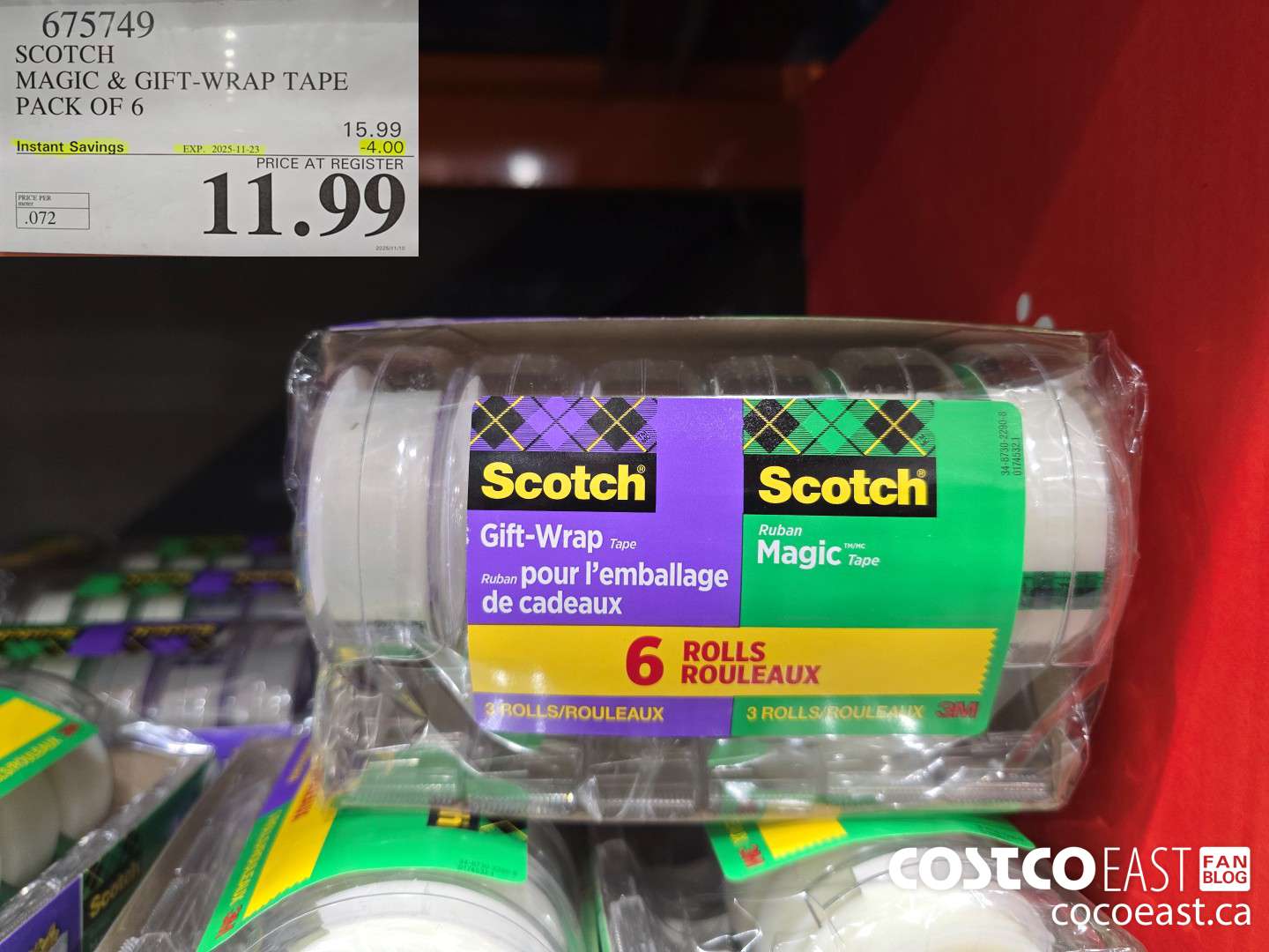 675749 SCOTCH MAGIC & GIFT-WRAP TAPE PACK OF 6 ($4.00 INSTANT SAVINGS EXPIRES ON 2025-11-23) $11.99