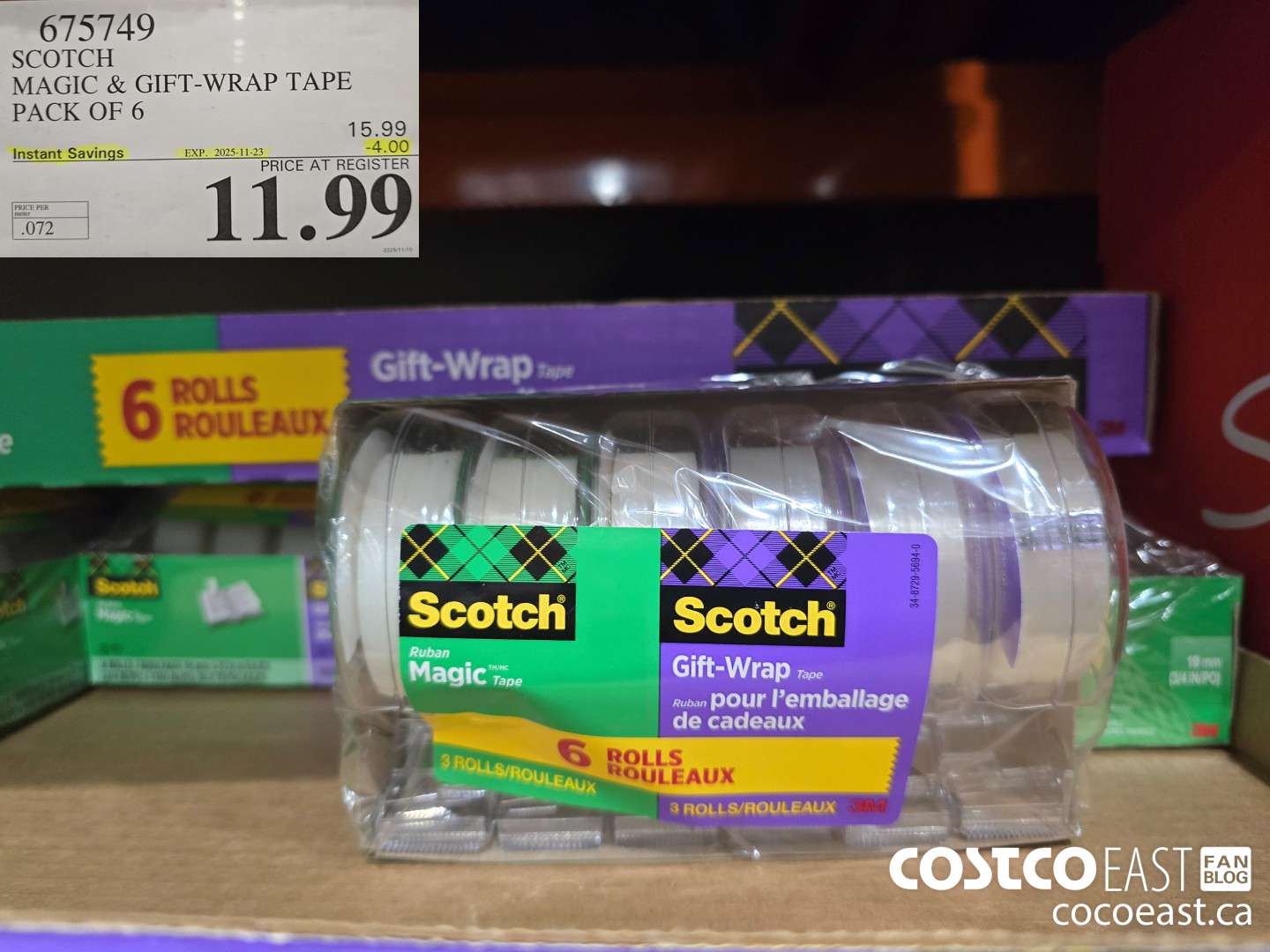 675749 SCOTCH MAGIC & GIFT-WRAP TAPE PACK OF 6 ($4.00 INSTANT SAVINGS EXPIRES ON 2025-11-23) $11.99