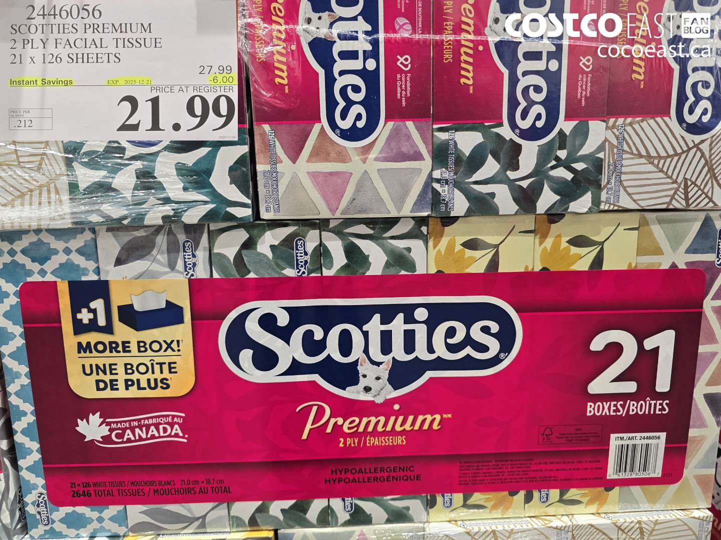 2446056 SCOTTIES PREMIUM 2 PLY FACIAL TISSUE 21 X 126 SHEETS ($6.00 INSTANT SAVINGS EXPIRES ON 2025-12-21) $21.99
