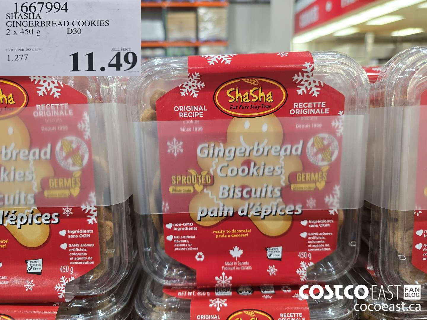 1667994 SHASHA GINGERBREAD COOKIES 2 x 450 G $11.49