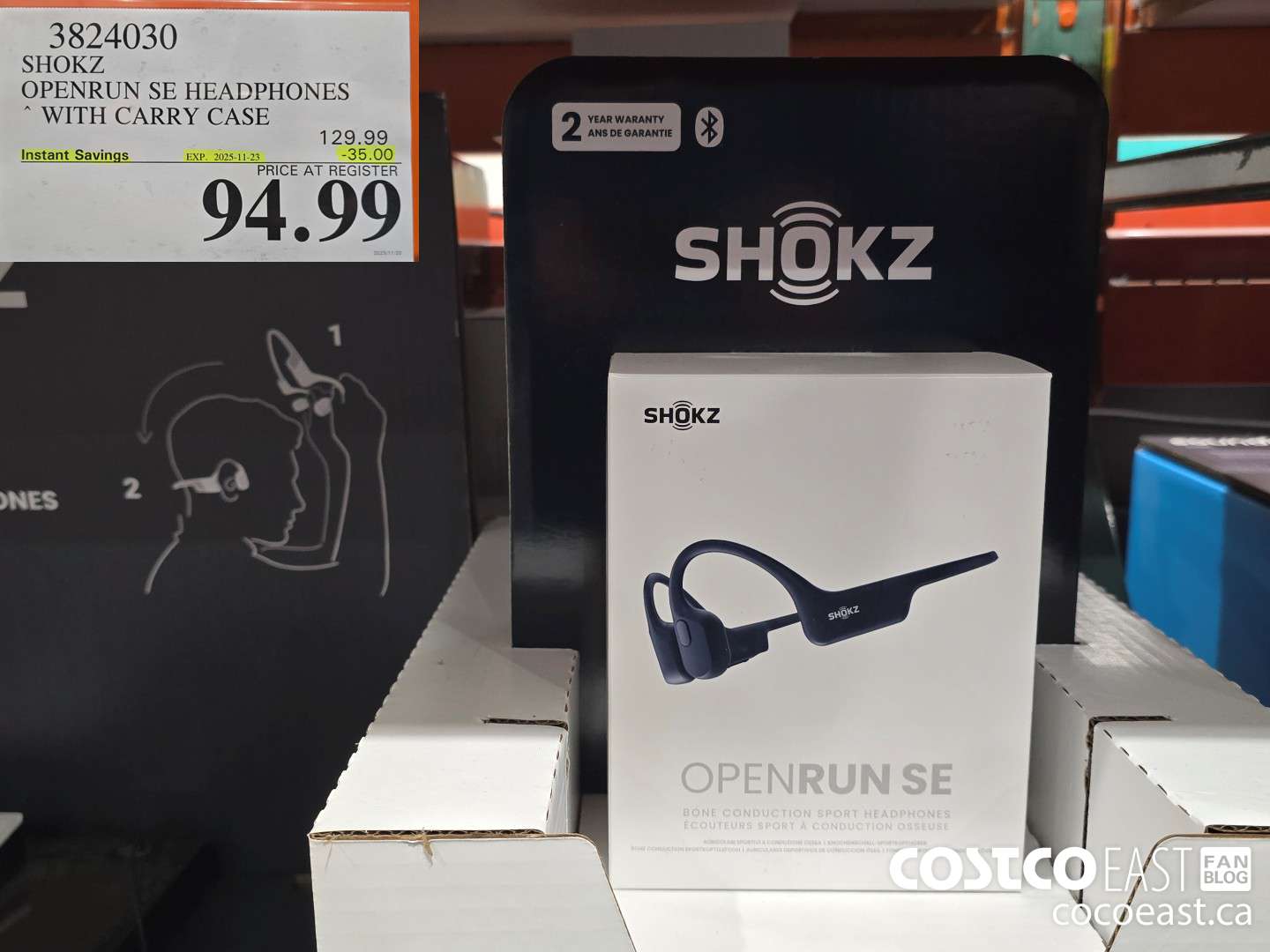 3824030 SHOKZ OPENRUN SE HEADPHONES WITH CARRY CASE ($35.00 INSTANT SAVINGS EXPIRES ON 2025-11-23) $94.99