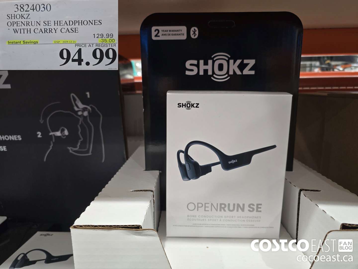 3824030 SHOKZ OPENRUN SE HEADPHONES WITH CARRY CASE ($35.00 INSTANT SAVINGS EXPIRES ON 2025-12-21) $94.99