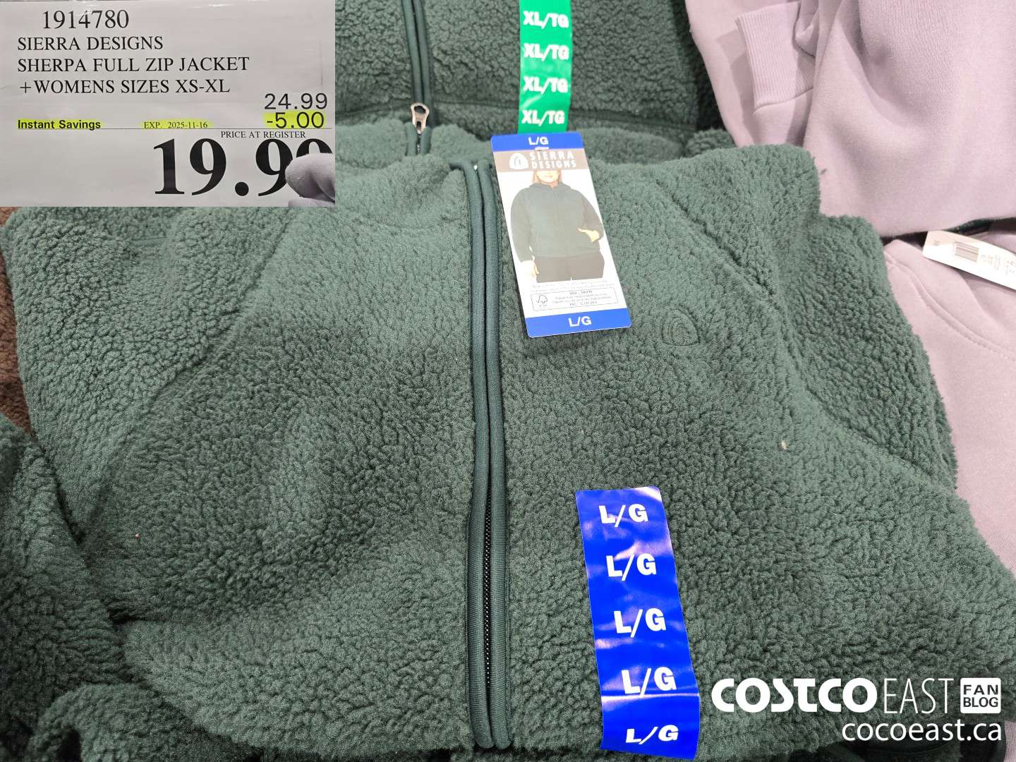 1914780 SIERRA DESIGNS SHERPA FULL ZIP JACKET +WOMENS SIZES XS-XL ($5.00 INSTANT SAVINGS EXPIRES ON 2025-11-16) $19.99