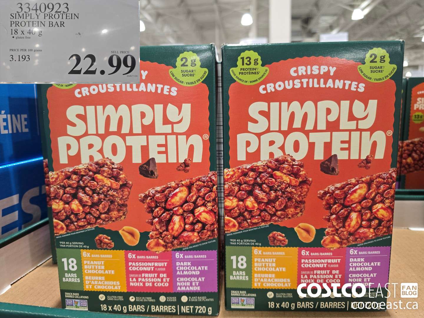 3340923 SIMPLY PROTEIN PROTEIN BAR 18 x 40 g $22.99