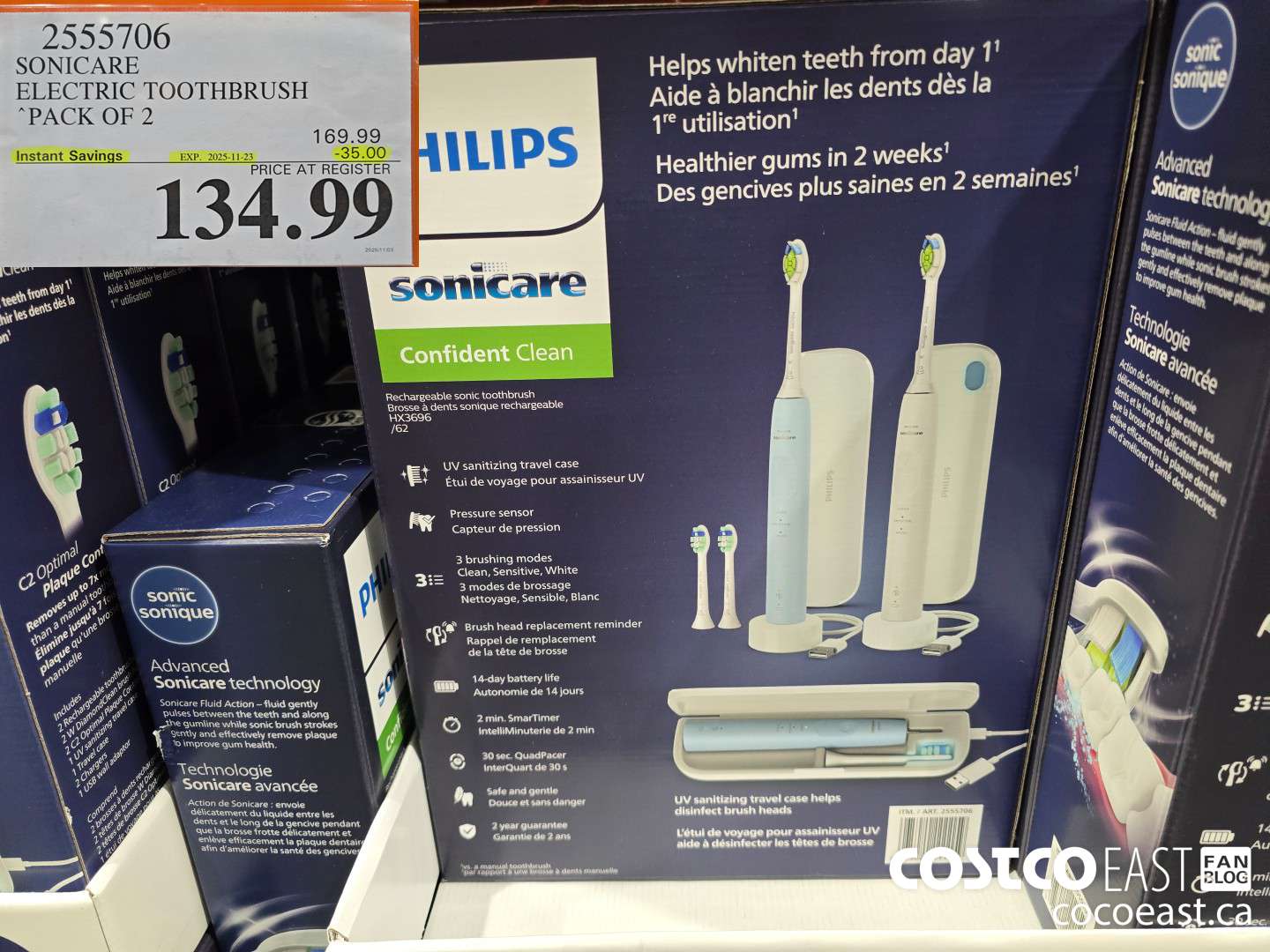 2555706 SONICARE ELECTRIC TOOTHBRUSH PACK OF 2 ($35.00 INSTANT SAVINGS EXPIRES ON 2025-11-23) $134.99