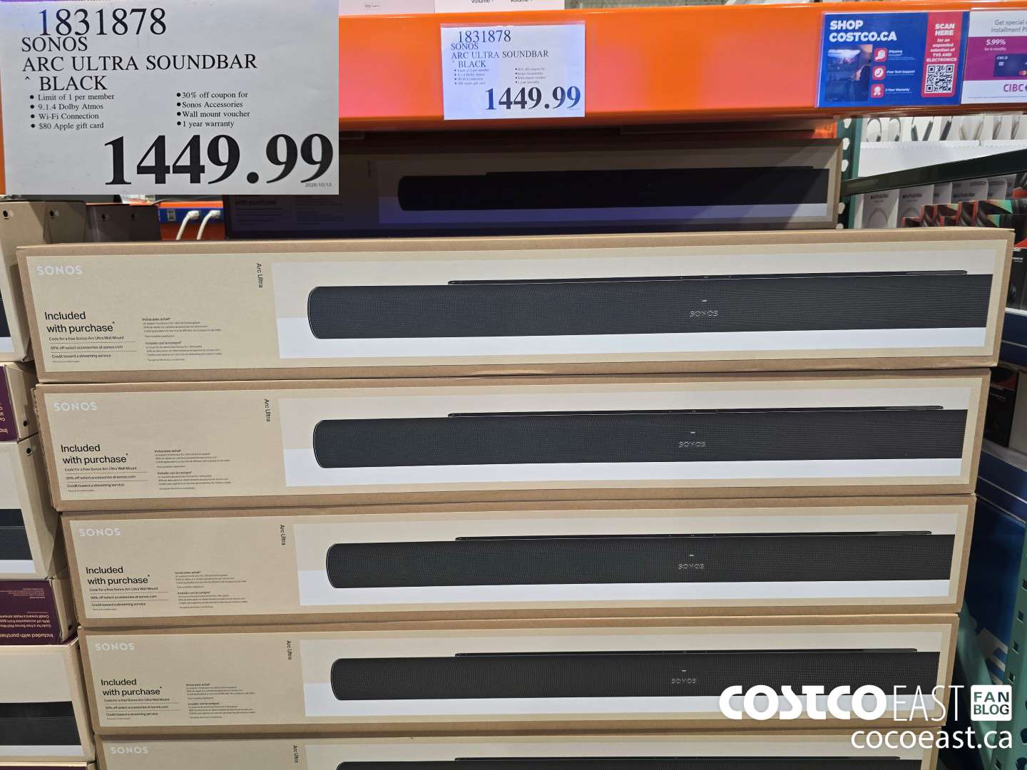 1831878 SONOS ARC ULTRA SOUNDBAR BLACK $1449.99