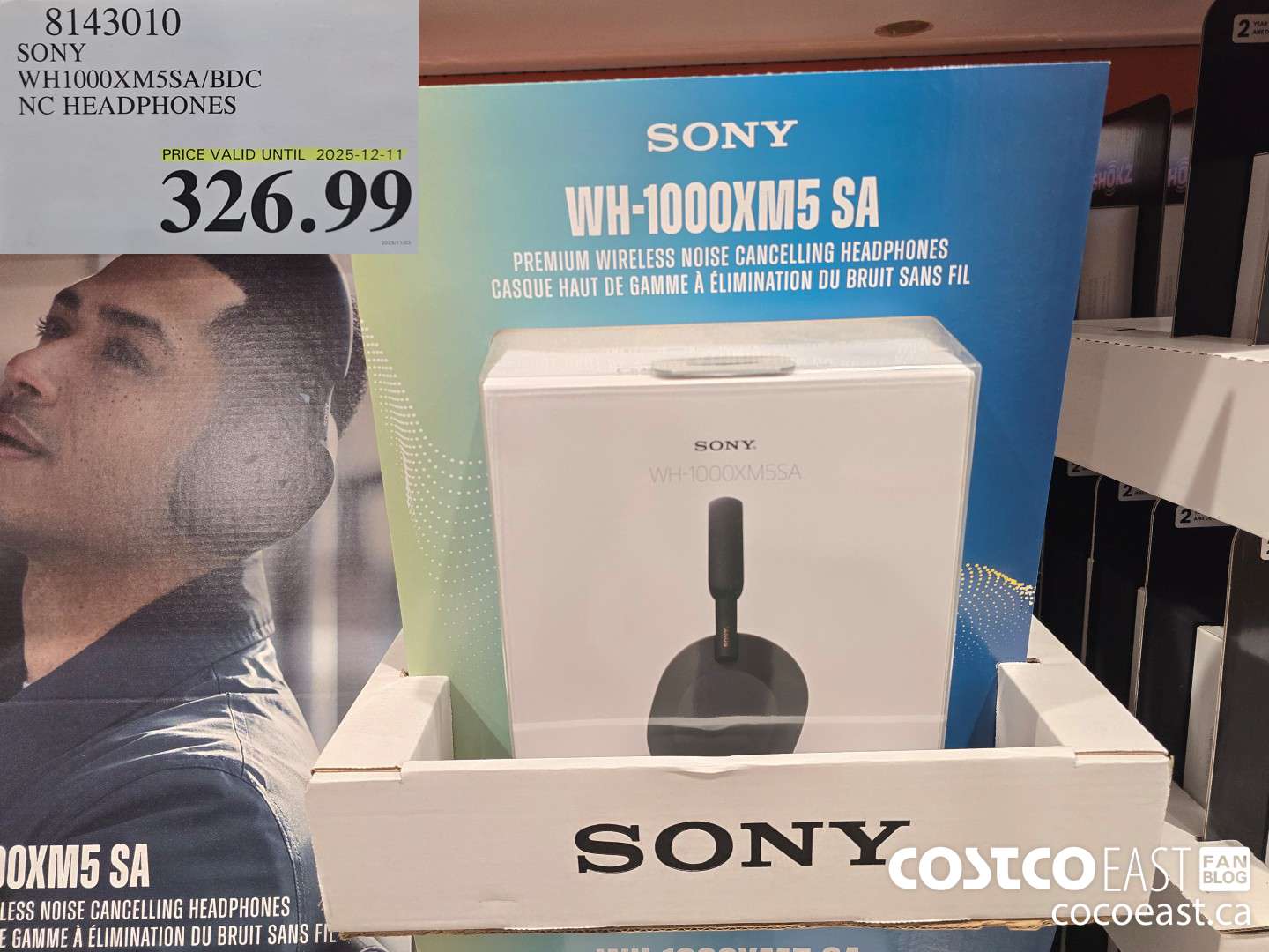 8143010 SONY WH1000XM5SA/BDC * NC HEADPHONES $326.99