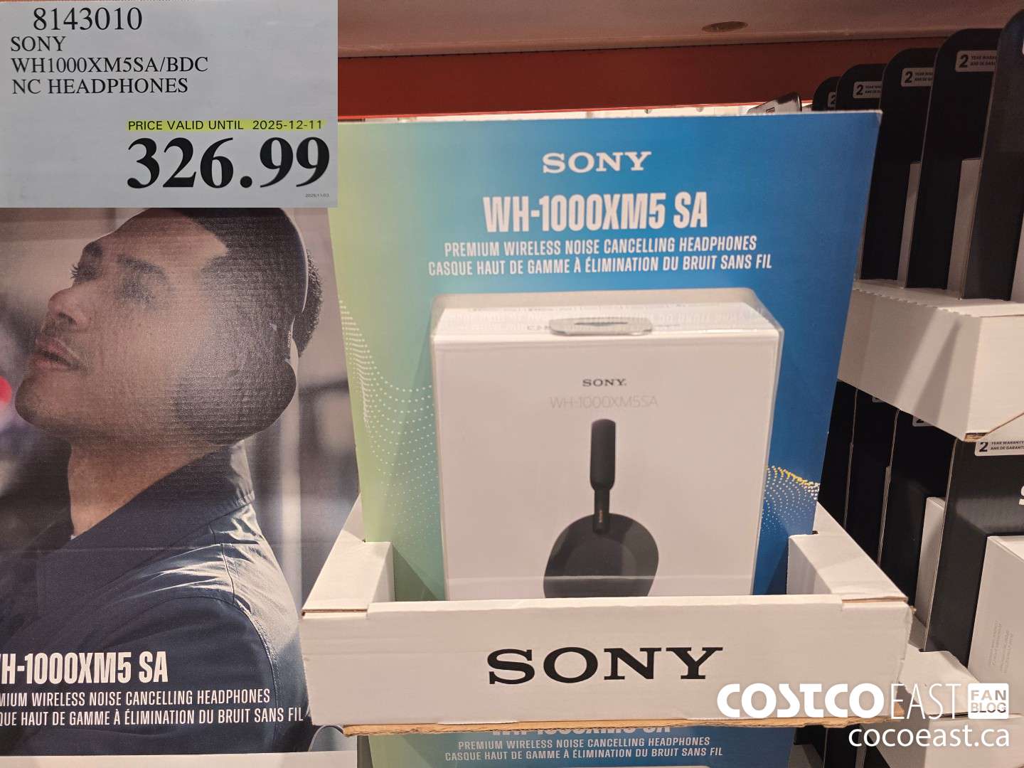 8143010 SONY WH1000XM5SA/BDC * NC HEADPHONES $326.99