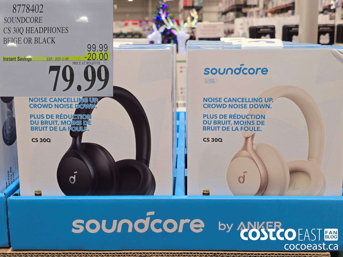 8778402 SOUNDCORE CS 30Q HEADPHONES BEIGE ($20.00 INSTANT SAVINGS EXPIRES ON 2025-11-09) $79.99