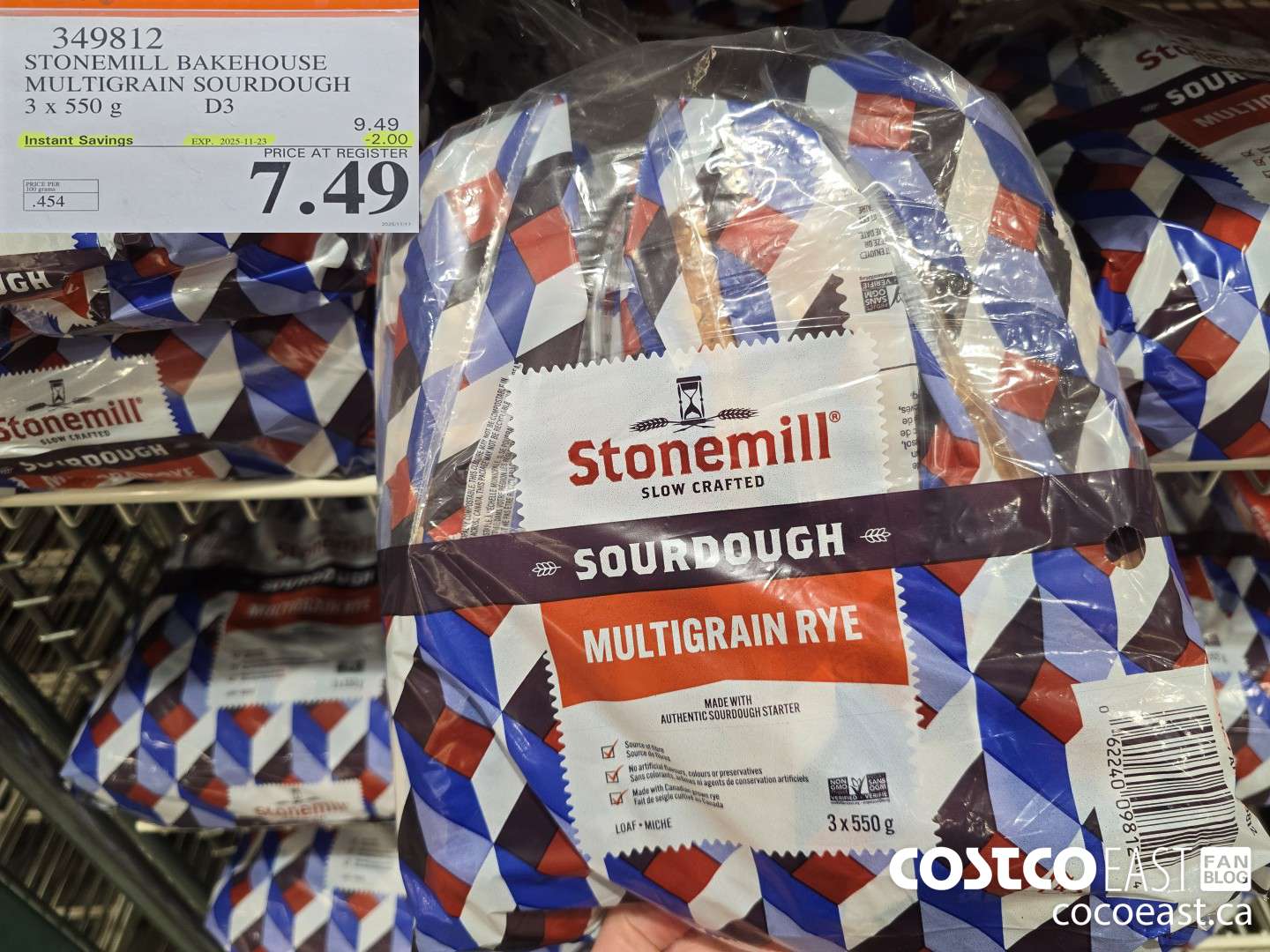 349812 STONEMILL BAKEHOUSE MULTIGRAIN SOURDOUGH 3 X 550 G ($2.00 INSTANT SAVINGS EXPIRES ON 2025-11-23) $7.49