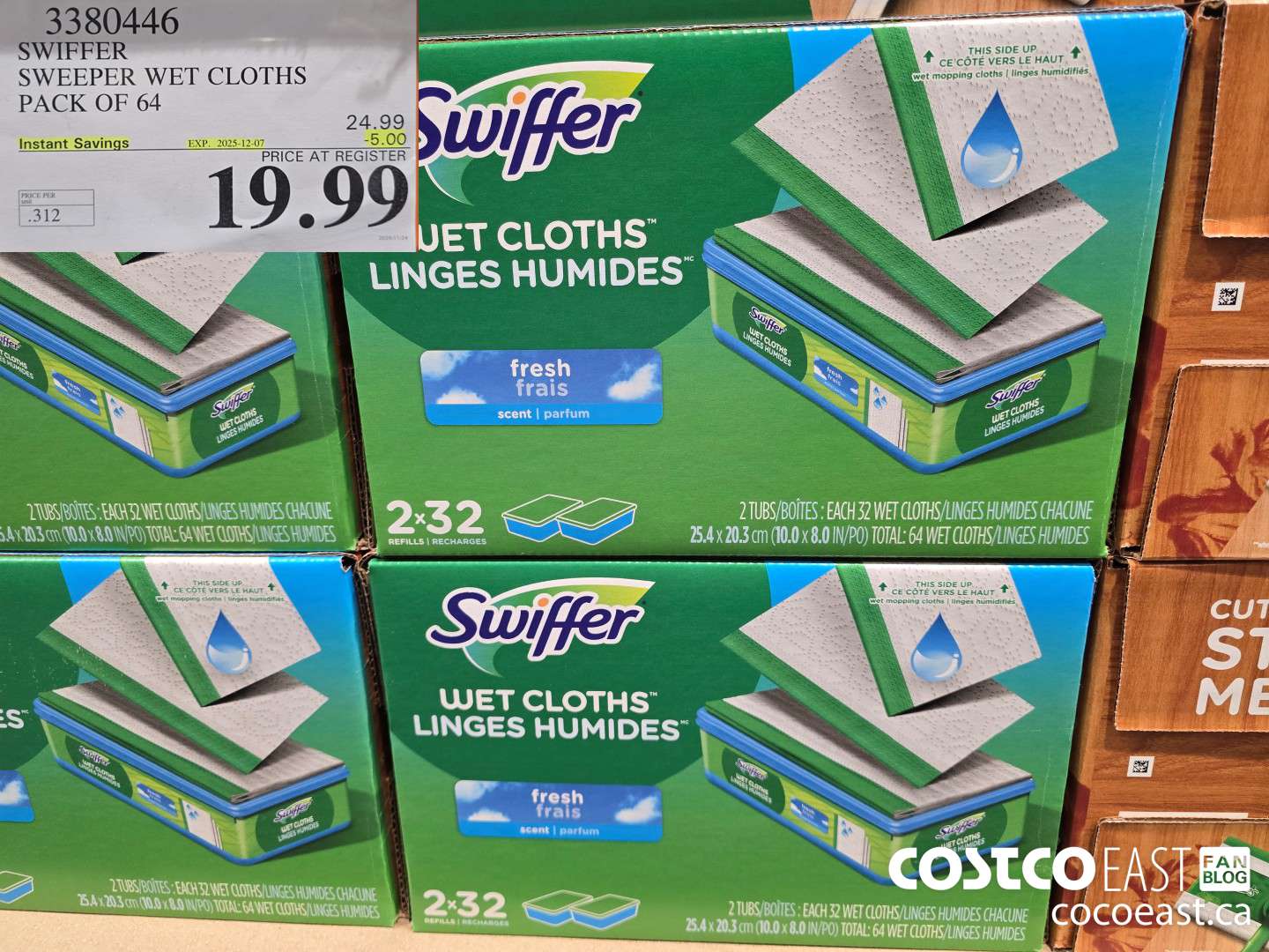 3380446 SWIFFER SWEEPER WET CLOTHS PACK OF 64 ($5.00 INSTANT SAVINGS EXPIRES ON 2025-12-07) $19.99