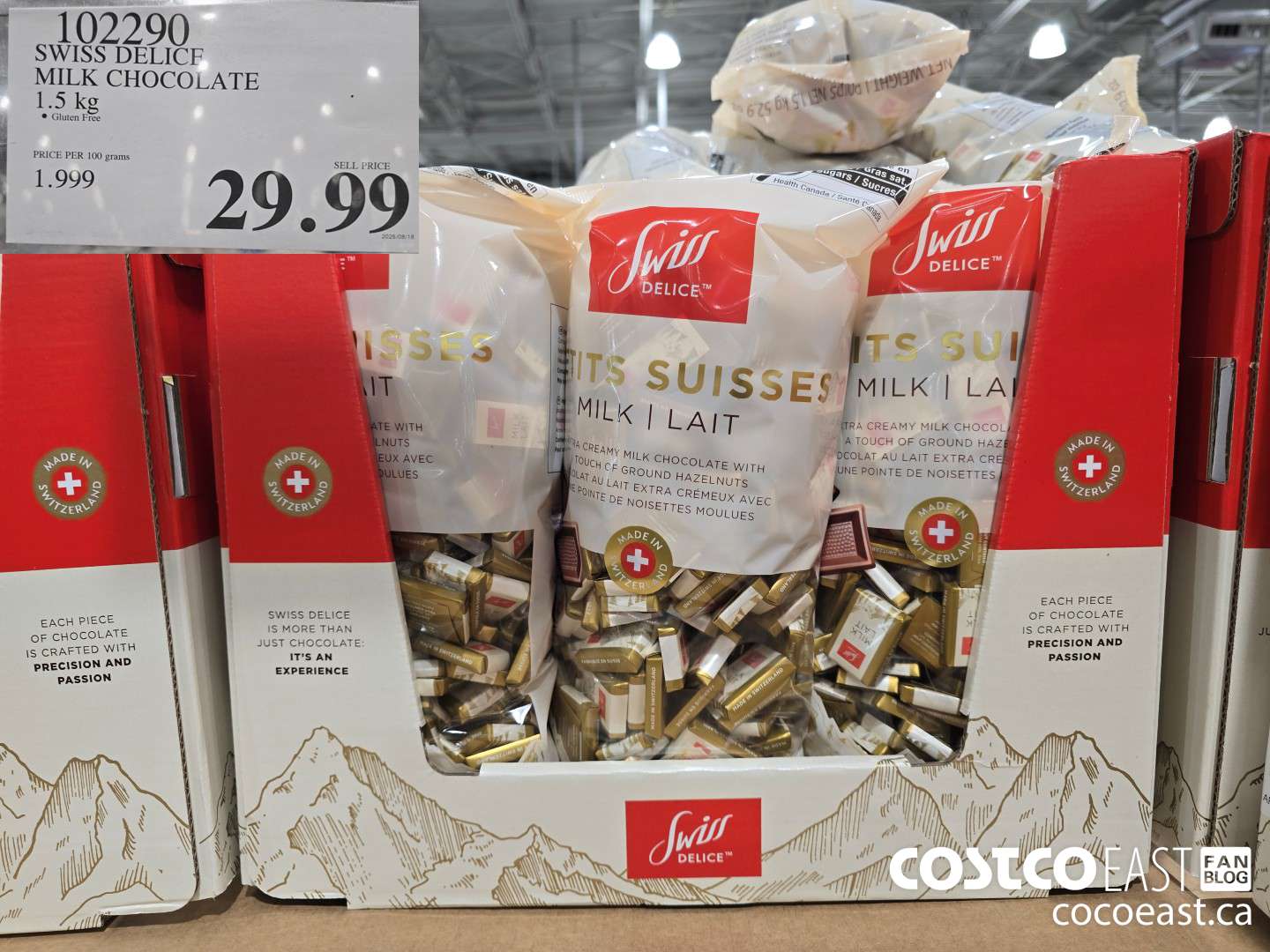 102290 SWISS DELICE MILK CHOCOLATES 1.5 KG $29.99