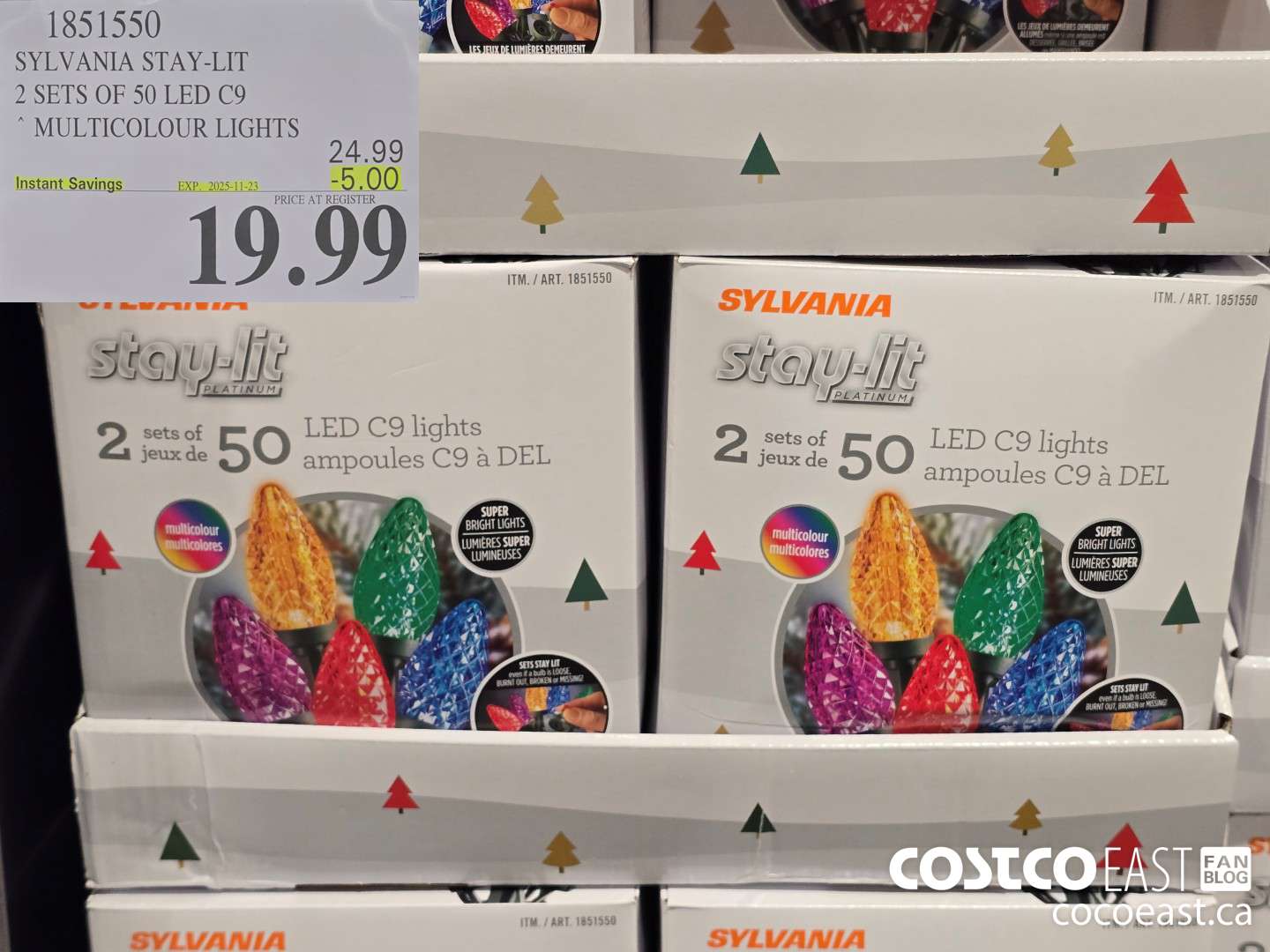 1851550 SYLVANIA STAY-LIT 2 SETS OF 50 LED C9 MULTICOLOUR LIGHTS ($5.00 INSTANT SAVINGS EXPIRES ON 2025-11-23) $19.99