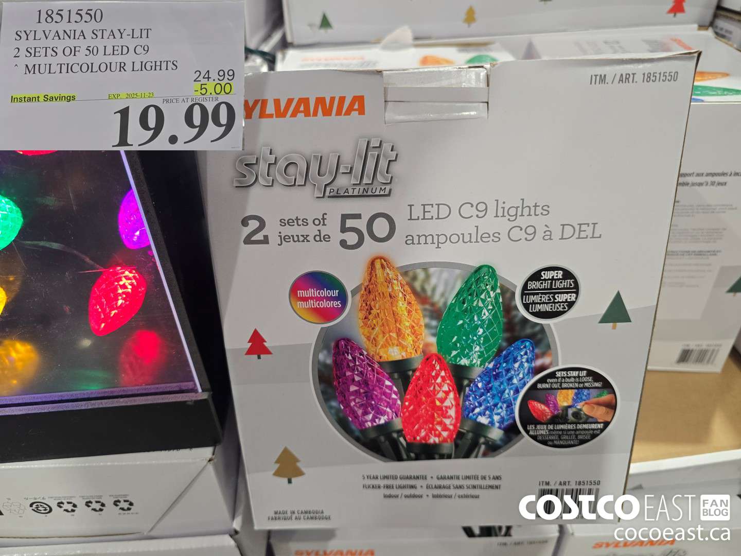 1851550 SYLVANIA STAY-LIT 2 SETS OF 50 LED C9 MULTICOLOUR LIGHTS ($5.00 INSTANT SAVINGS EXPIRES ON 2025-11-23) $19.99