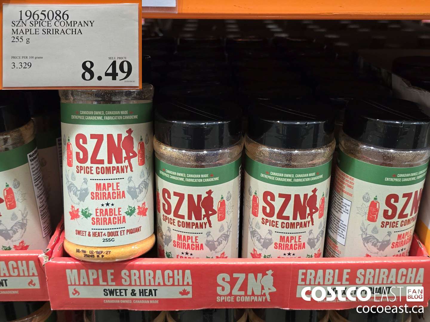 1865086 SZN SPICE COMPANY MAPLE SRIRACHA 255 G $8.49